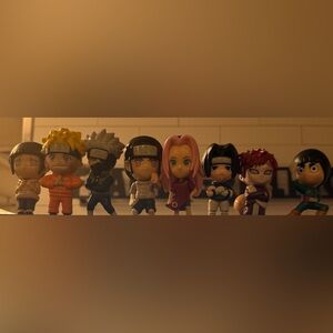 Anime Action Figure Set - Orange, Pink, and Black